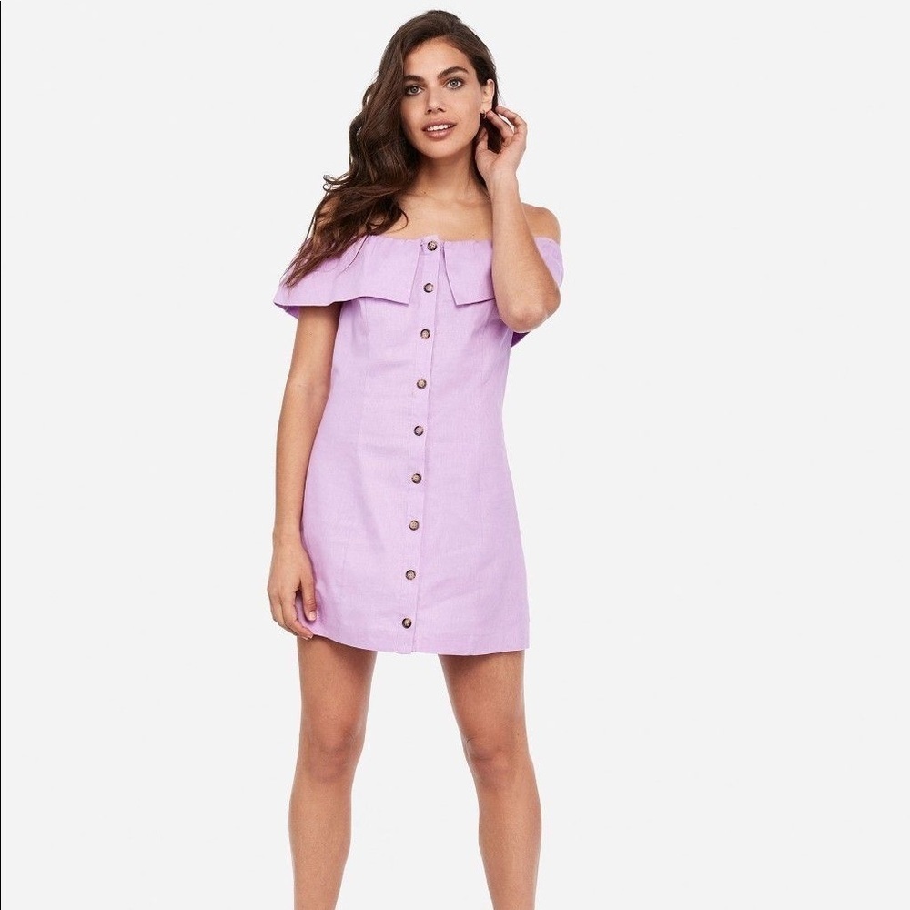 Express x Rocky Barnes Off the Shoulder Dress Y2K